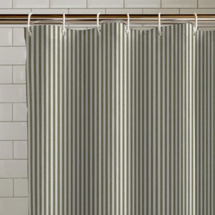 Image of Catherine Lansfield Timeless Stripe Shower Curtain Green