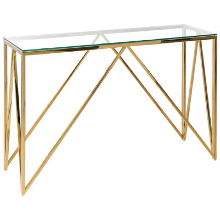 Image of Beliani Console Table Weso Tempered Glass Gold