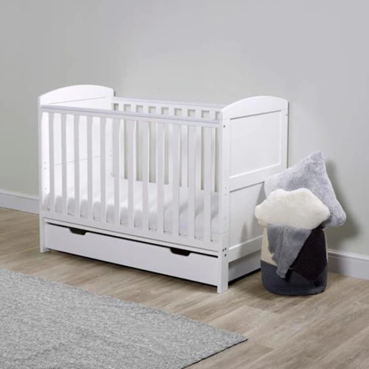 Image of Ickle Bubba Coleby Mini Cot Bed, Under Drawer & Mattress White unisex one