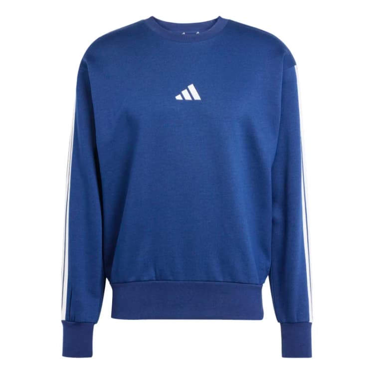 Image of adidas Mens Crew 3-Stripes Pullover Sweatshirt - Blue Blue XL