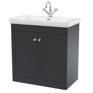Image of Nuie Classique 800mm Floor Standing 2-door Unit & Basin 1 Tap Hole - Satin Anthracite