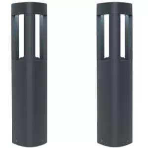 Image of 2 PACK Outdoor Post Bollard Light Grey Triangle Modern Driveway Path Lamp LED