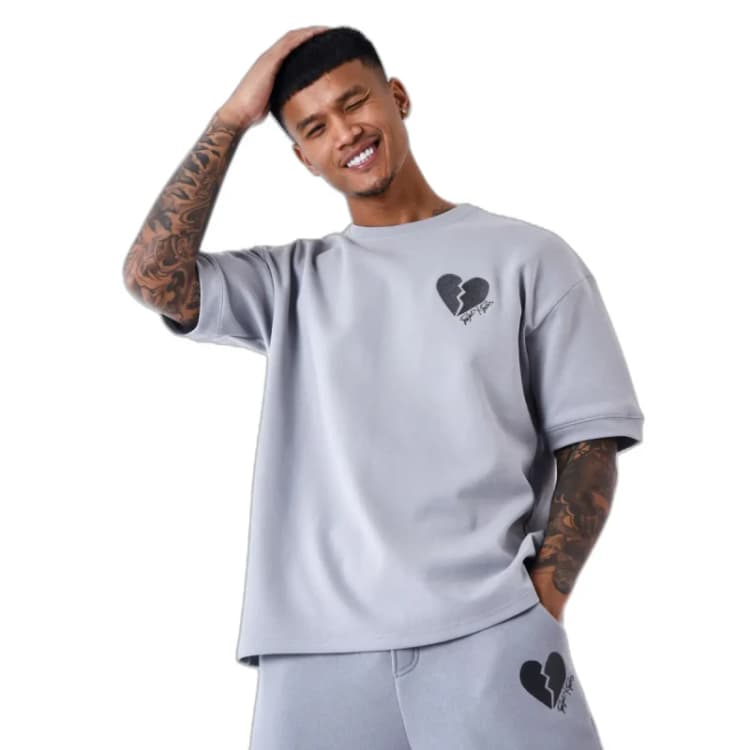 Image of Project X Paris Thick broken-heart T-Shirt Project X Paris Gris Male XS 2310072_GY2