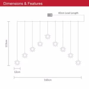 Image of 3D Star V Shape Curtain Lights - Warm White