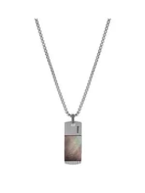 Image of Fossil Vintage Casual Mens Neklace Stainless Steel, Silver, Men