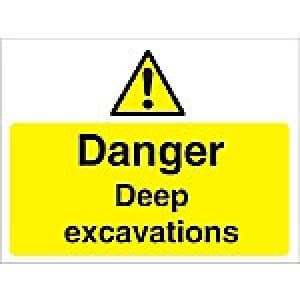 Image of Warning Sign Deep Excavations Fluted Board 45 x 60 cm