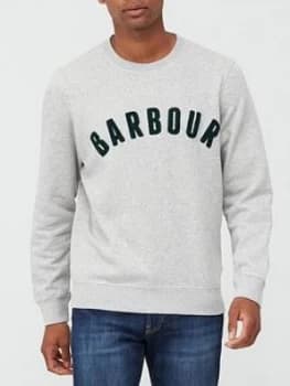 Image of Barbour Prep Logo Crew Neck Sweatshirt - Grey Marl Size M Men