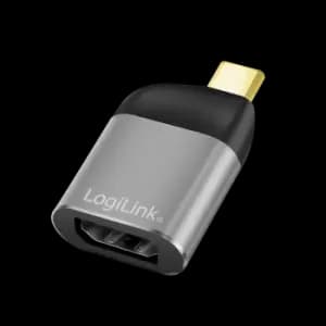 Image of LogiLink USB 3.2 Gen2 Type-C adapter, C/M to DP/F, 8K, alu, black/grey