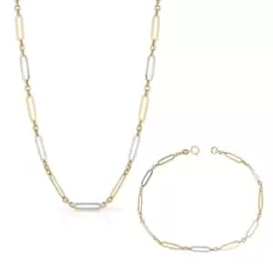Image of JG Fine Jewellery 9ct Yellow & White Gold Elongated Link Jewellery Set