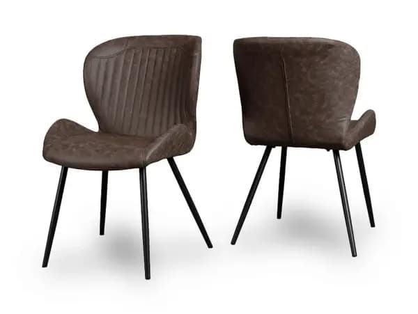 Image of Seconique Quebec Set of 4 Brown Faux Leather Dining Chairs