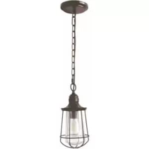 Image of IP23 1 Bulb Chain Lantern Light Western Bronze LED E27 60W d02298