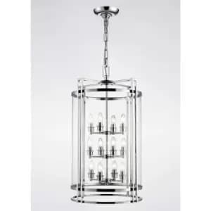 Image of Eaton pendant lamp 12 bulbs chrome polished / glass