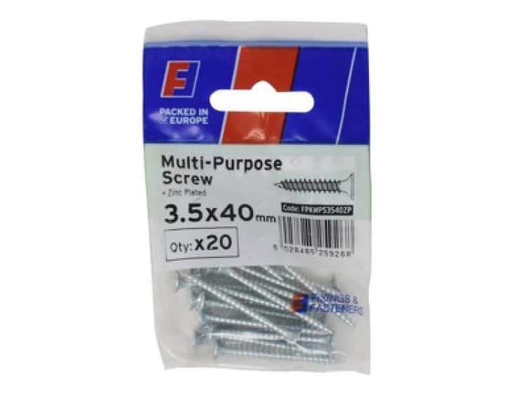 Image of Forgefix Multi Purpose Pozi Screw Csk St Zp 3.5 X 40mm Forgepack 20 Forfpms3540Z