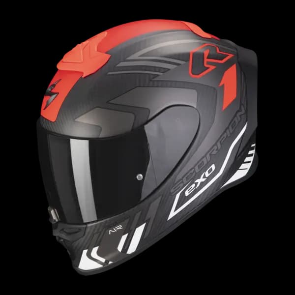 Image of Scorpion Exo-R1 Evo Carbon Air Supra Matt Black-Silver-White Full Face Helmet XS