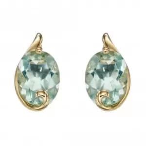 Image of 9ct Green Fluorite Swirl Yellow Gold Studs Earrings GE2347G