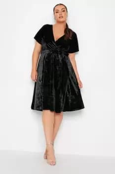 Image of Velvet Wrap Skater Dress