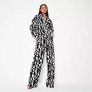 Image of I Saw It First Co Ord Abstract Print Wide Leg Trousers - Black