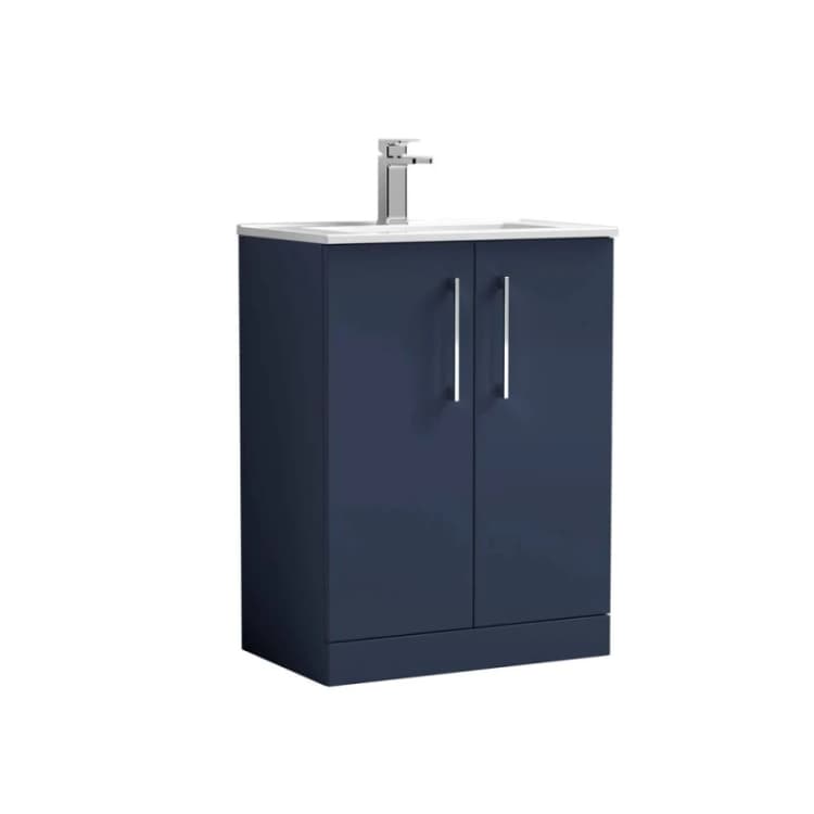 Image of Balterley Bathroom 2 Soft Close Door, Floor Vanity Unit Basin, Blue, 600mm in Blue Blue Unisex