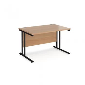 Image of Maestro 25 straight desk 1200mm x 800mm Black cantilever leg frame,