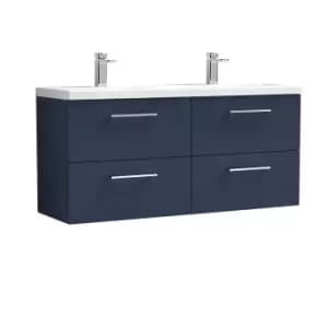 Image of Nuie Arno 1200mm Wall Hung 4 Drawer Vanity & Double Ceramic Basin Electric Blue