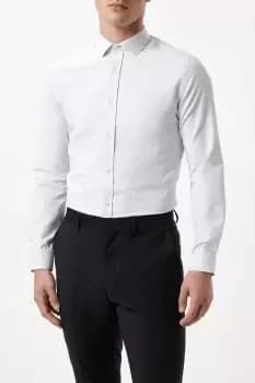 Image of White Slim Fit Long Sleeve Spot Shirt