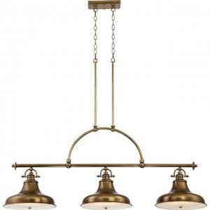 Image of 3 Light Pendant Bar Chandelier Light Weathered Brass, E27