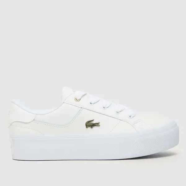 Image of Lacoste ziane platform trainers in white & gold White & Gold UK 6 (EU 39½)