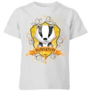 Image of Harry Potter Kids Hufflepuff Crest Kids T-Shirt - Grey - 7-8 Years