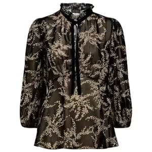 Image of James Lakeland Black Sheer Frill Collar Blouse - 8