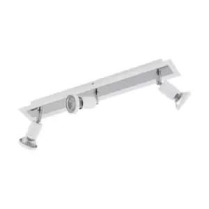 Image of Wall Ceiling 3 Spot Light Colour White Chrome Shade & Back Plate Bulb GU10 3x5W