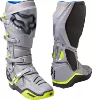 Image of FOX Instinct Motocross Boots, grey-yellow, Size 49, grey-yellow, Size 49