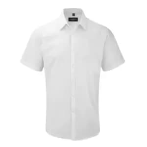 Image of Russell Mens Short Sleeve Herringbone Work Shirt (19.5) (White)