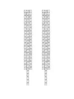 Image of Jon Richard Rhodium Plated Fine Cubic Zirconia Shower Drop Earrings, Silver, Women