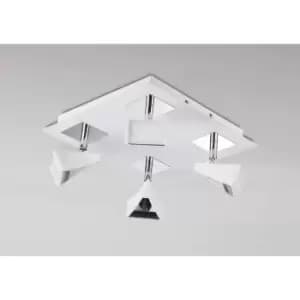 Image of Spot Filippo 4 square LED bulbs 20W 3000K, 1750lm, matt white/polished chrome