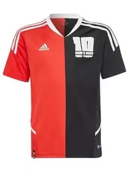 Image of Boys, adidas Messi 10 Junior Jersey, Black/Red, Size 9-10 Years