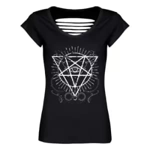Image of Grindstore Womens/Ladies Pentagram Eye T-Shirt (XS) (Black)