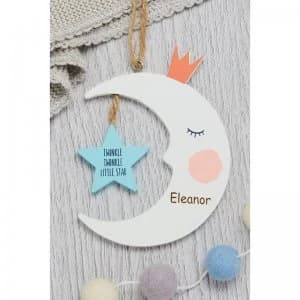 Image of Personalised Twinkle Twinkle Hanging Moon Decoration