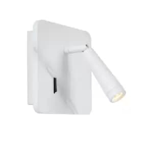 Image of Oregon Modern Bedside Lamp - LED - 1x4W 3000K - With USB charging point - White