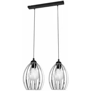 Image of Helam Dali Straight Bar Pendant Ceiling Light Chrome, Black 50cm