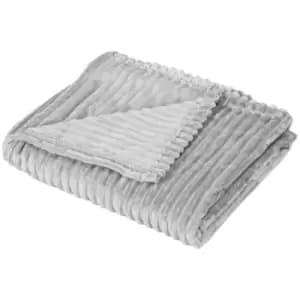 Image of HOMCOM Flannel Fleece Blanket for Sofas, All-Season Fluffy Warm Throw Blanket for Bed, Couch, Chair, Striped Reversible Travel Bedspread, Double Size,