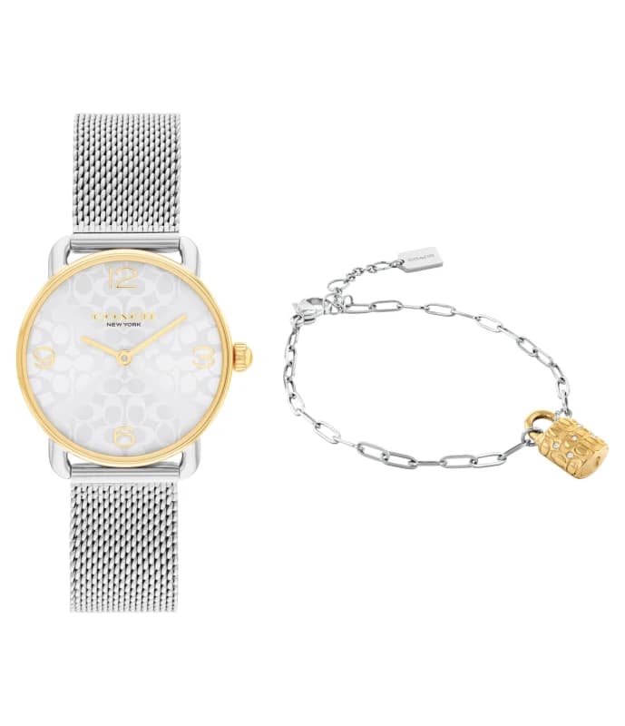 Image of Coach 14000115 Womens Elliot Gift Set (28mm) Silver Dial / Watch