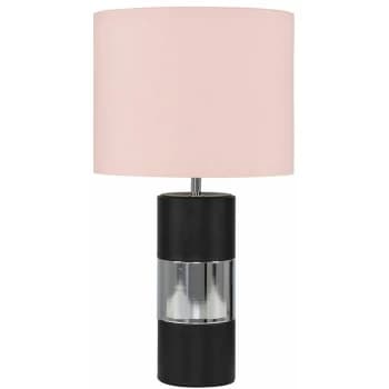 Image of Cylinder Touch Table Lamp with Small Drum Lamp Shade - Pink