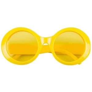 Image of Round Neon Glasses Yellow Fancy Dress Accessory