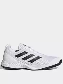 Image of adidas Courtflash Tennis Shoes, White/Black, Size 9.5, Men