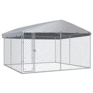 Image of Vidaxl Outdoor Dog Kennel With Roof 382X382X225 Cm