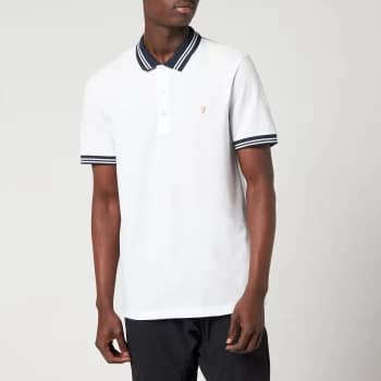 Image of Farah Mens Stanton Polo Shirt - White - S