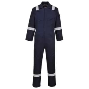 Image of Biz Flame Mens Flame Resistant Super Lightweight Antistatic Coverall Navy Blue 3XL 32"