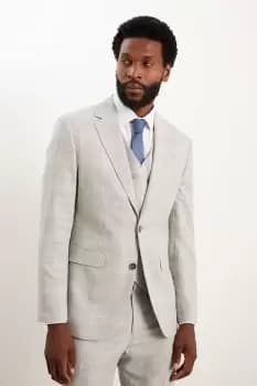 Image of Mens Tailored Fit Grey Textured Check Suit Jacket