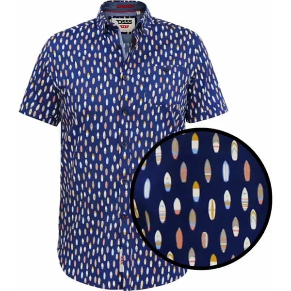 Image of D555 by Duke Duke Mens Big Size D555 Surf Board Print Button Down Coll