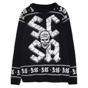 Image of WWE Womens/Ladies Stone Cold Steve Austin Knitted Jumper (XXL) (Black/White)